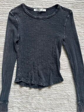 Altar'd State Charcoal Ribbed Long Sleeve Tee